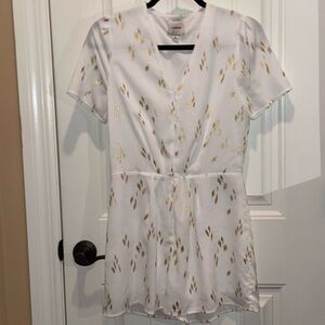 I. MADELINE  S  V-neck Romper Zip  -Up Front White with flashes of Gold